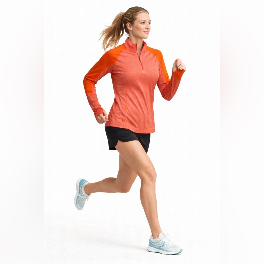 Reebok PlayDry Half Zip Top Medium Orange